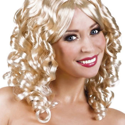 Pruik Lang Haar Krul Blond van Boland koop je bij Partywinkel