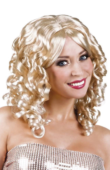 Pruik Lang Haar Krul Blond van Boland koop je bij Partywinkel