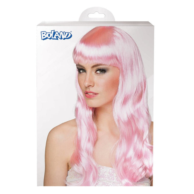 Pruik Lang Haar Lichtroze van Boland koop je bij Partywinkel