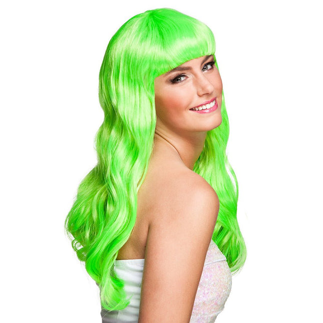 Pruik Lang Haar Lime Groen van Boland koop je bij Partywinkel