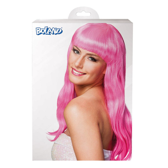 Pruik Lang Haar Roze van Boland koop je bij Partywinkel
