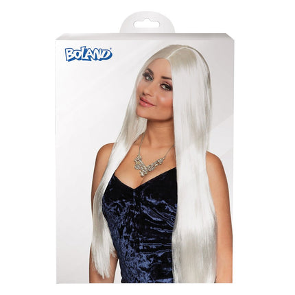 Pruik Lang Haar Stijl Wit van Boland koop je bij Partywinkel