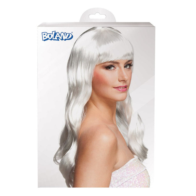 Pruik Lang Haar Wit van Boland koop je bij Partywinkel