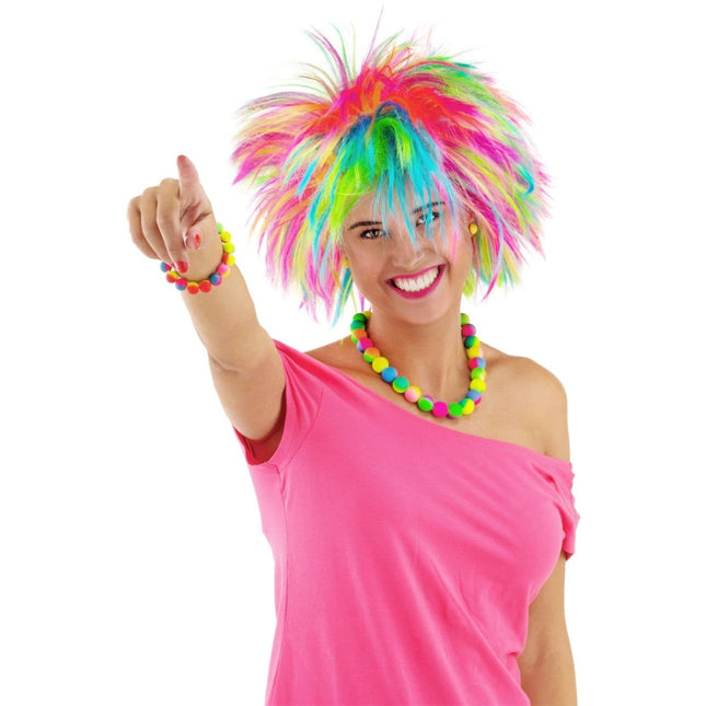 Pruik regenboog pieken van Folat koop je bij Partywinkel