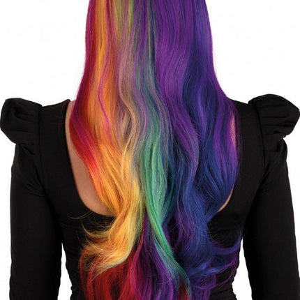 Pruik Selena Lang Met Krullen Regenboog Two Sides van PartyXplosion koop je bij Partywinkel