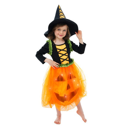 Children's Pumpkin Witch Costume with LED Lights