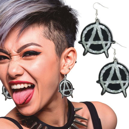 Punk Oorbellen Zwart Zilver van Fiestas Guirca koop je bij Partywinkel