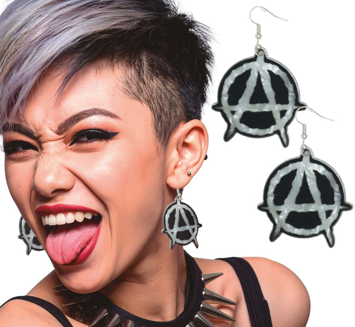 Punk Oorbellen Zwart Zilver van Fiestas Guirca koop je bij Partywinkel