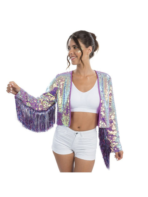 Purple Iridescent Sequin Jacket for Women