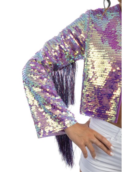 Purple Iridescent Sequin Jacket for Women