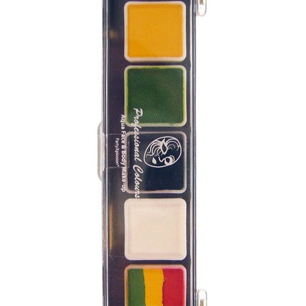 PXP 5 X 3 And 1 X 6gr Rasta Colours Palet With Brush Size 25 Regular Colours And 1 Splitcake. van PXP Professional Colours koop je bij Partywinkel