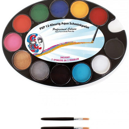 PXP Palet Basic 12 X 4 Gram With 2 Sponges And 2 Pencils van PXP Professional Colours koop je bij Partywinkel