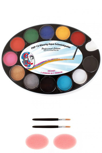PXP Palet Basic 12 X 4 Gram With 2 Sponges And 2 Pencils van PXP Professional Colours koop je bij Partywinkel