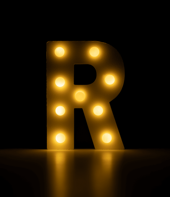 R Licht Letter 16,5cm van Paper Dreams koop je bij Partywinkel