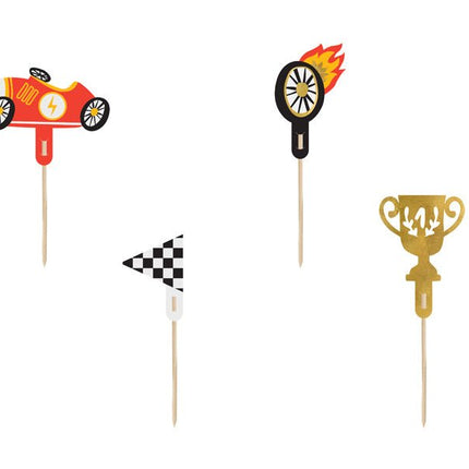 Race Cupcake Toppers 4st van Partydeco koop je bij Partywinkel