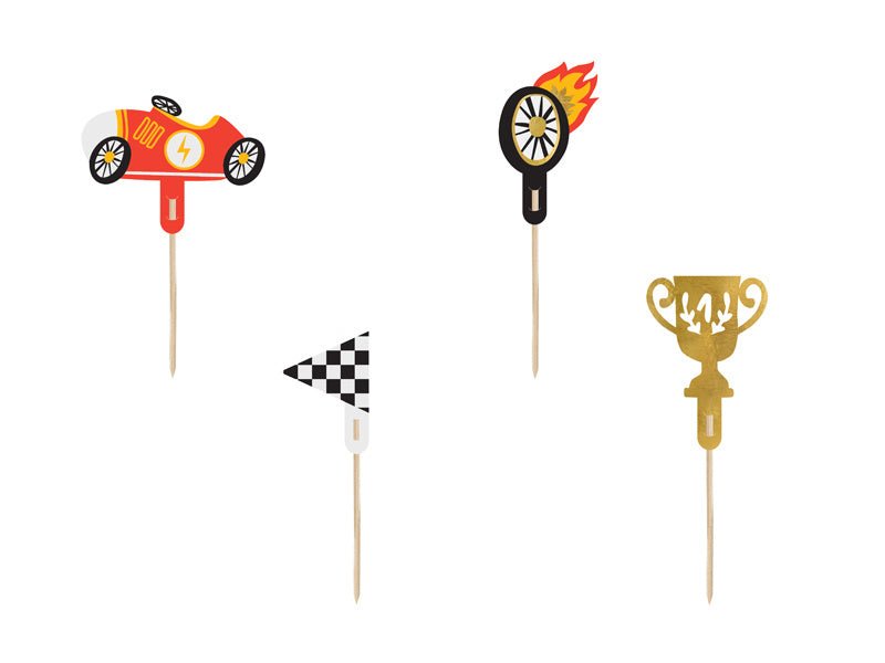 Race Cupcake Toppers 4st van Partydeco koop je bij Partywinkel