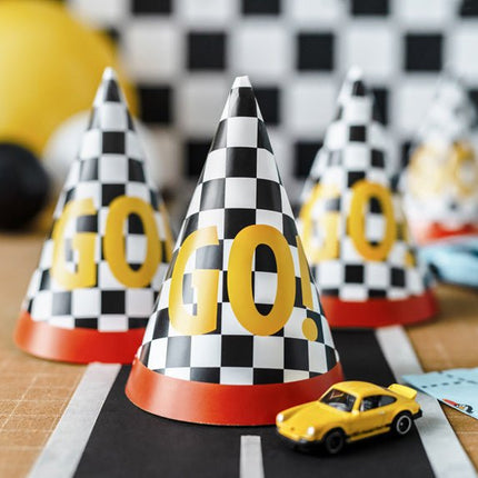 Race Feesthoedjes 16cm 6st van Partydeco koop je bij Partywinkel