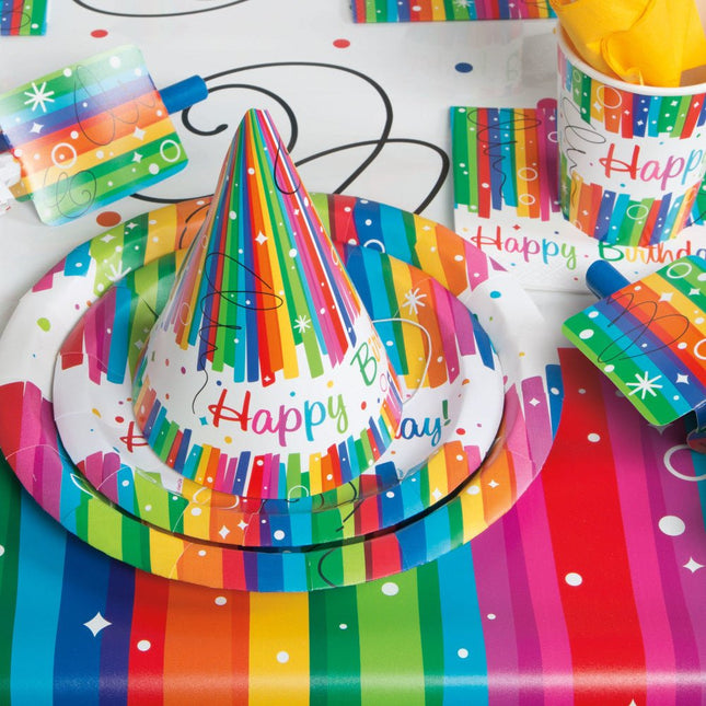 Rainbow Birthday Party Ribbons Hoeden 8st van Unique koop je bij Partywinkel