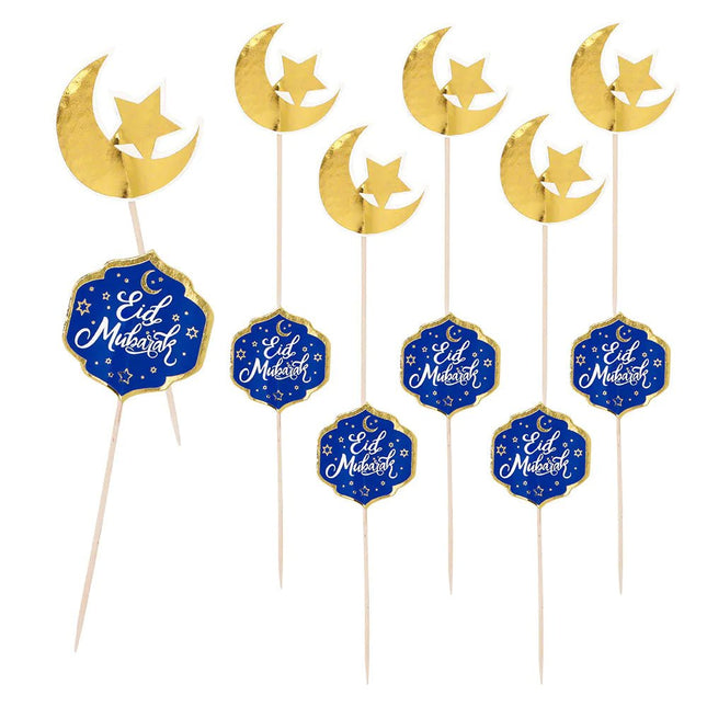 Ramadan Cocktailprikkers Eid Mubarak 12cm 12st van Boland koop je bij Partywinkel