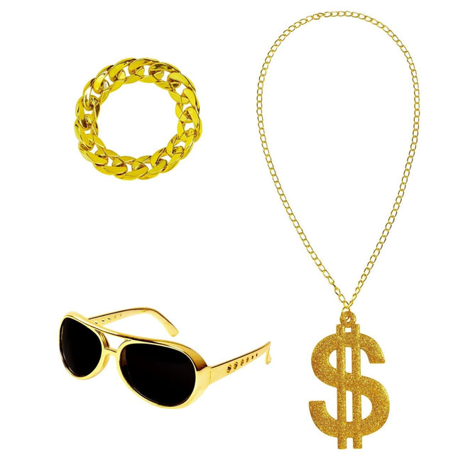Rapper Accessoireset Goud 3 delig van Widmann koop je bij Partywinkel