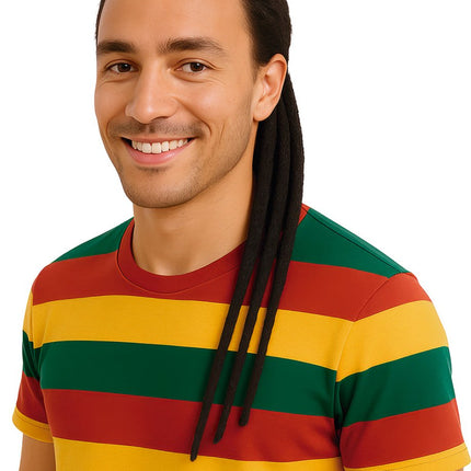 Rasta Hair Extension Zwart 50cm 3st van Fiestas Guirca koop je bij Partywinkel