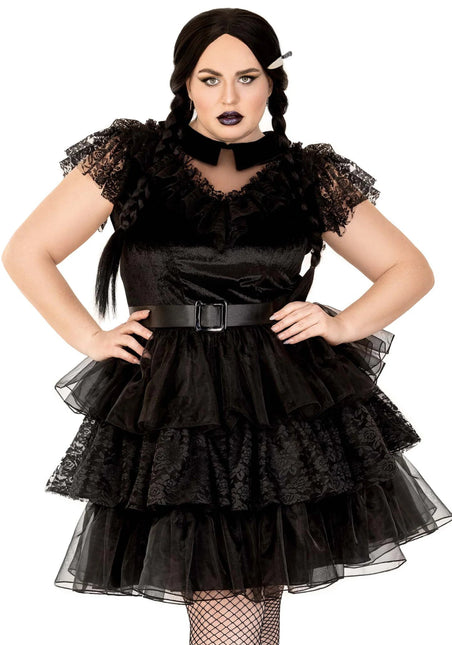 Raving Rebel Wednesday Jurk Dames Plus Size Leg Avenue van Leg Avenue koop je bij Partywinkel
