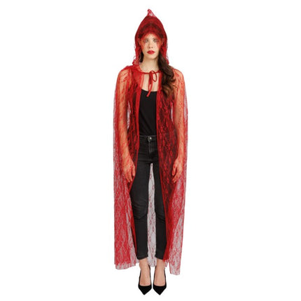 Red Lace Cape with Hood