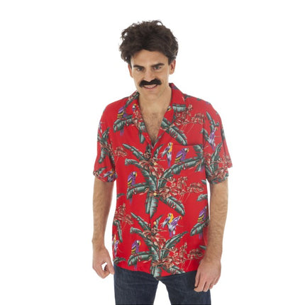 Magnum Shirt, Red with Tropical Print