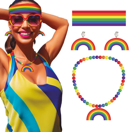 Regenboog Accessoireset 3 delig van Fiestas Guirca koop je bij Partywinkel