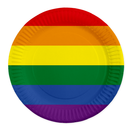 Regenboog Borden Gestreept 23cm 8st van WeFiesta koop je bij Partywinkel