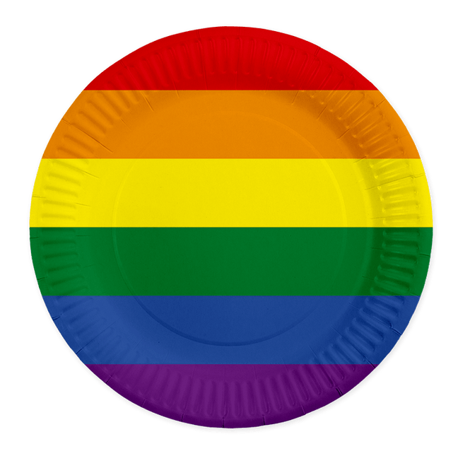Regenboog Borden Gestreept 23cm 8st van WeFiesta koop je bij Partywinkel