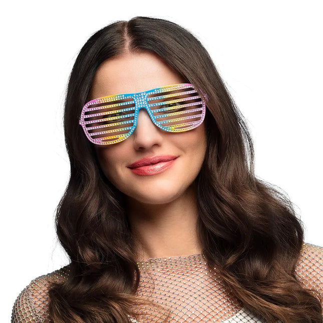 Regenboog Bril Gesptreept Glitters van Boland koop je bij Partywinkel