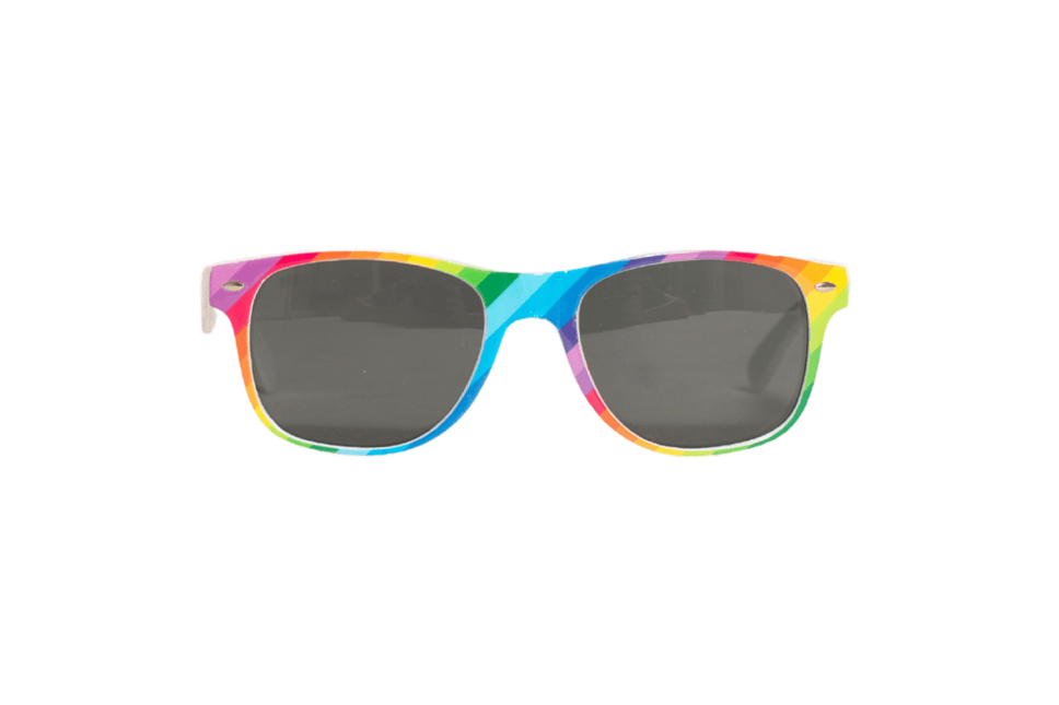 Regenboog Bril Zwarte Glazen van Partychimp koop je bij Partywinkel