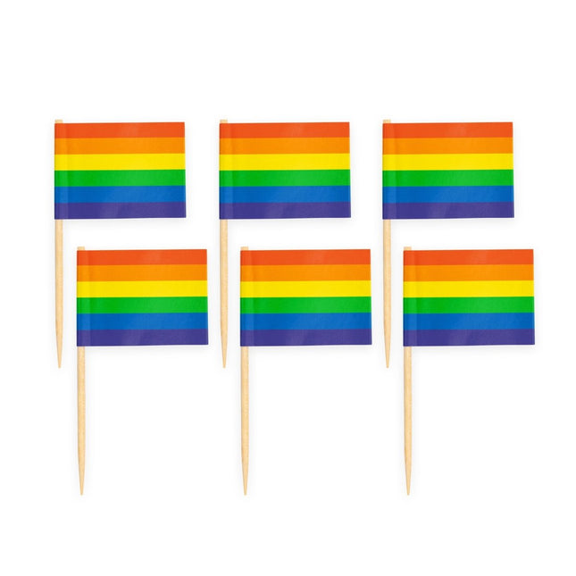 Regenboog Cocktailprikkers 6cm 50st van WeFiesta koop je bij Partywinkel