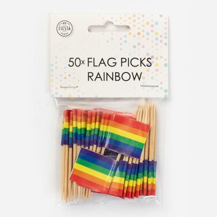 Regenboog Cocktailprikkers 6cm 50st van WeFiesta koop je bij Partywinkel