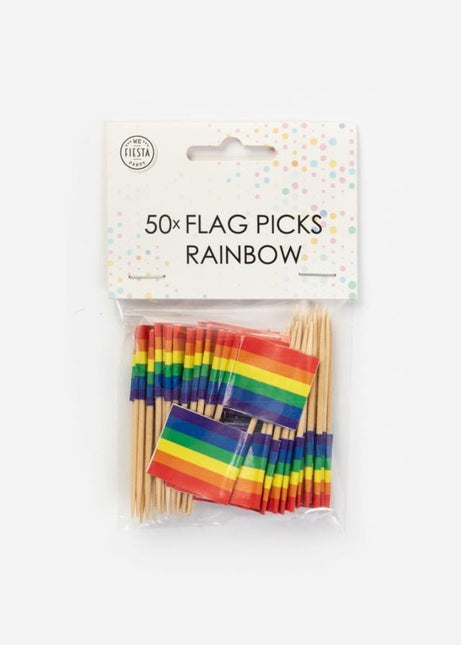 Regenboog Cocktailprikkers 6cm 50st van WeFiesta koop je bij Partywinkel