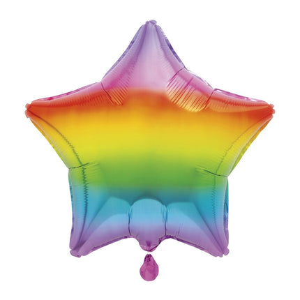 Regenboog Helium Ballon Ster Leeg 45cm van Unique koop je bij Partywinkel