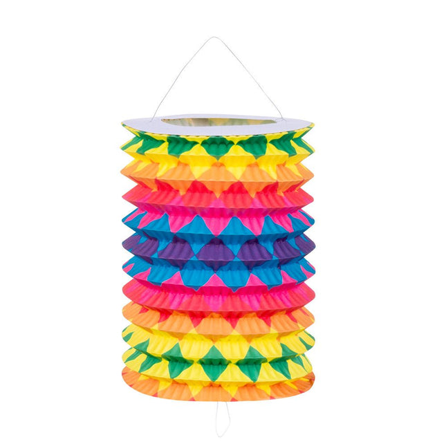 Regenboog Lampionnen Trek 16cm 12st van Boland koop je bij Partywinkel