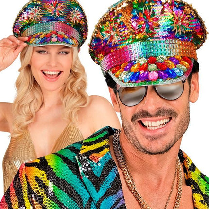 Regenboog Pet Pailletten van Widmann koop je bij Partywinkel