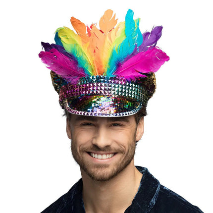 Regenboog Pet Veren En Diamanten van Boland koop je bij Partywinkel