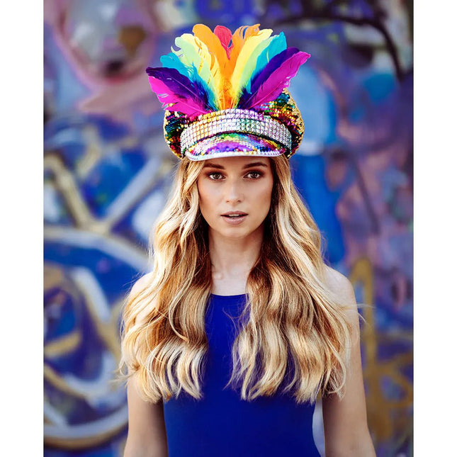 Regenboog Pet Veren En Diamanten van Boland koop je bij Partywinkel