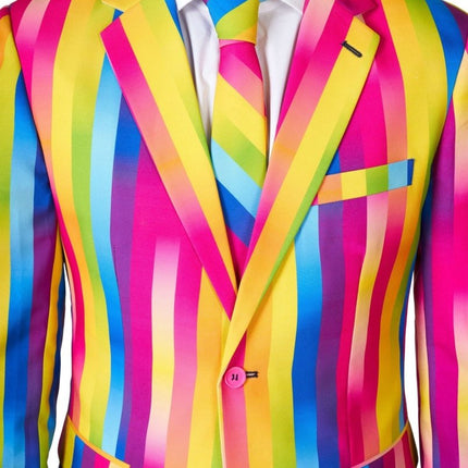 Regenboog Strepen Pak Heren OppoSuits van OppoSuits koop je bij Partywinkel