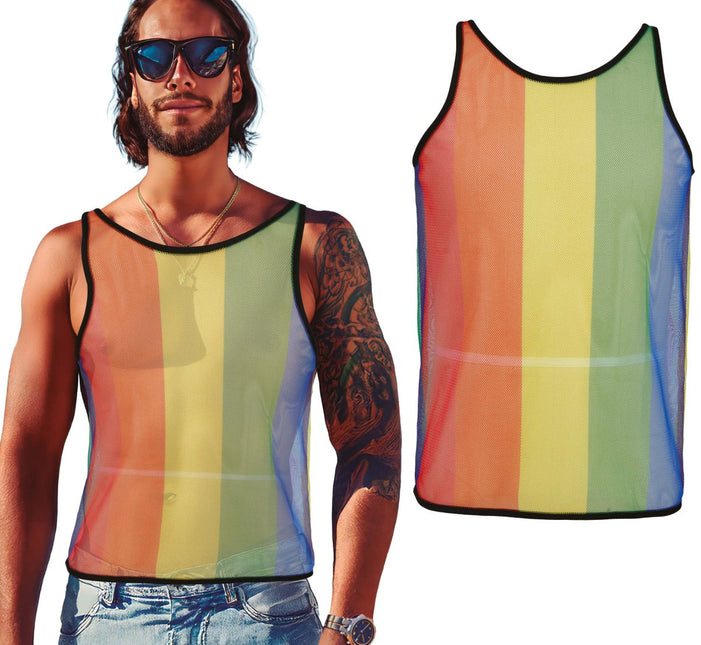 Regenboog Tanktop Mesh van Fiestas Guirca koop je bij Partywinkel