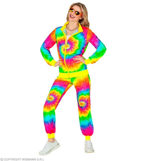 Regenboog Trainingspak Fout Tie Dye van Widmann koop je bij Partywinkel