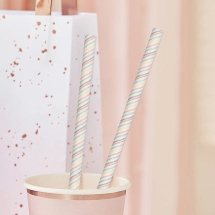 Rietjes Gestreept 20cm 20st van Ginger Ray koop je bij Partywinkel