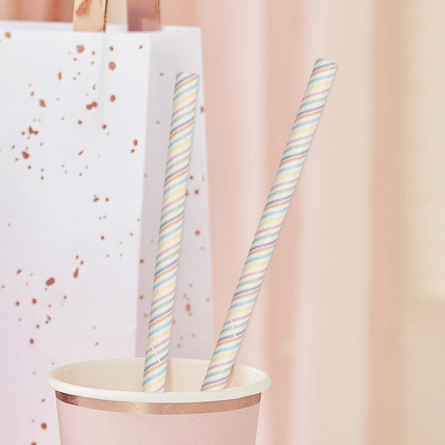 Rietjes Gestreept 20cm 20st van Ginger Ray koop je bij Partywinkel