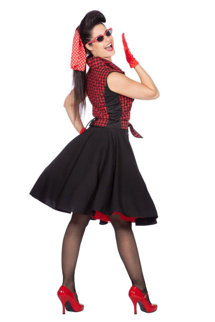 Rock N Roll 50S Jurk Zwart Rood Dames van Wilbers & Wilbers koop je bij Partywinkel