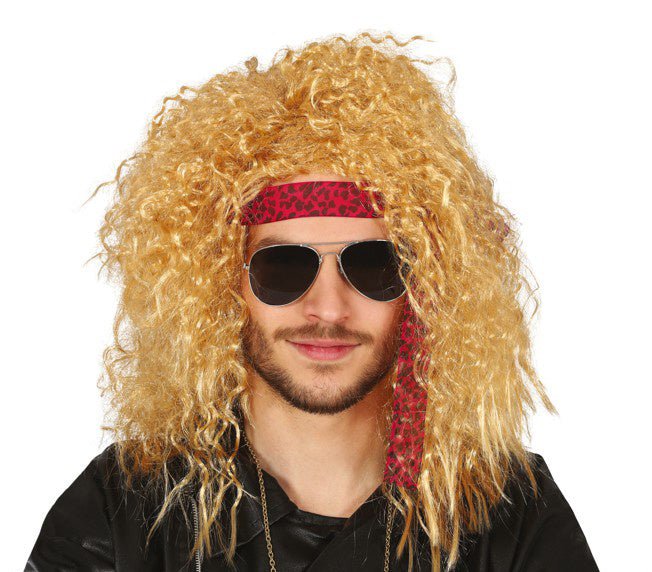 Rock Pruik Blond Krullen van Fiestas Guirca koop je bij Partywinkel