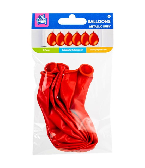 Rode Ballonnen Metallic 30cm 6st van Paper Dreams koop je bij Partywinkel