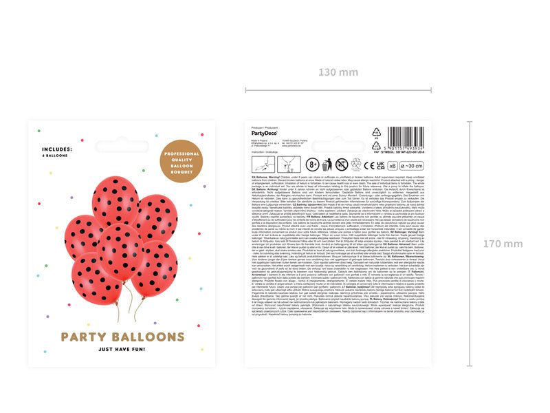 Rode Ballonnen Zwarte Stippen 30cm 6st van Partydeco koop je bij Partywinkel